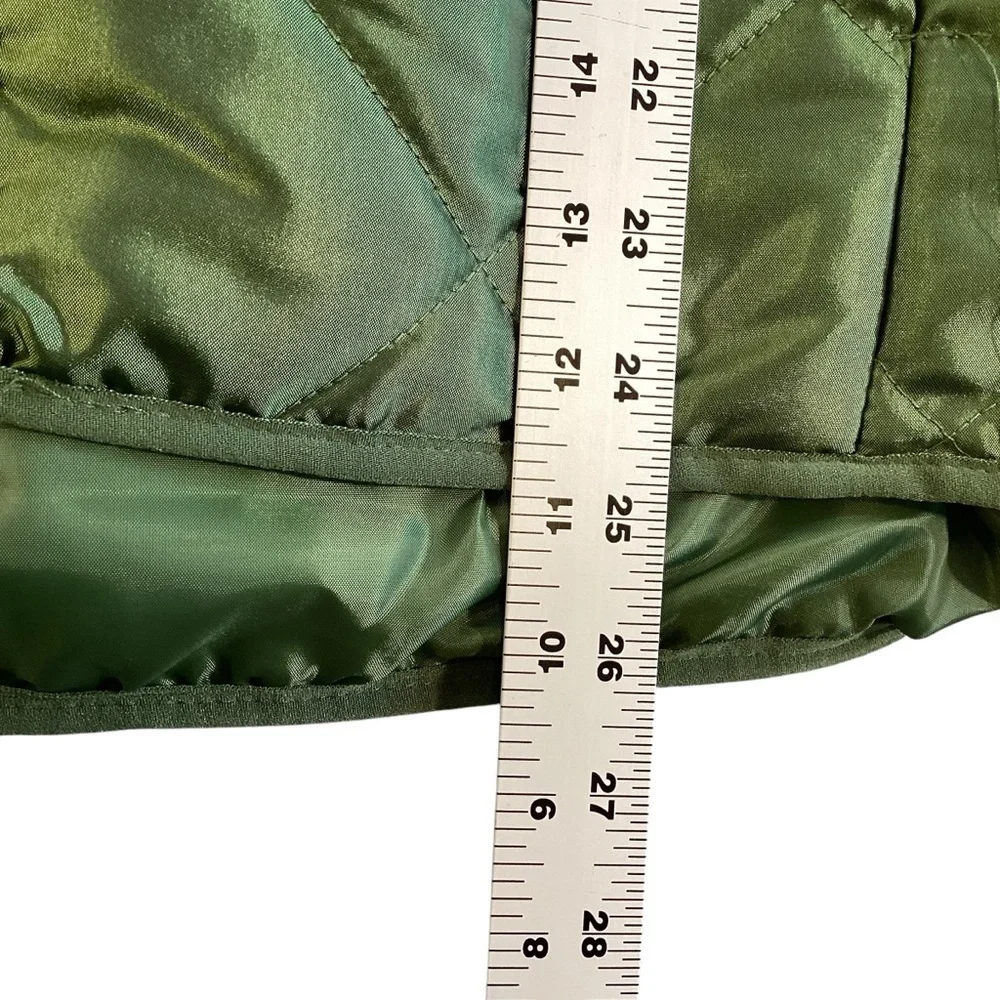 Jane Ashley Metallic Olive Quilted Puffer Vest Large NWT‎ Gorpcore